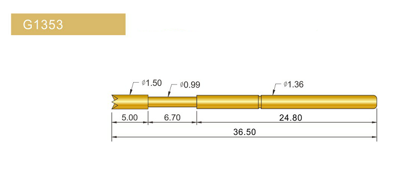 G1353-Q探針、四爪頭探針、1.36mm測(cè)試針、總長(zhǎng)36.5mm、彈簧針圖片、測(cè)試針圖片、頂針圖片、探針圖片