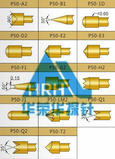 p50測(cè)試探針頭型、50min測(cè)試探針頭型、測(cè)試探針規(guī)格